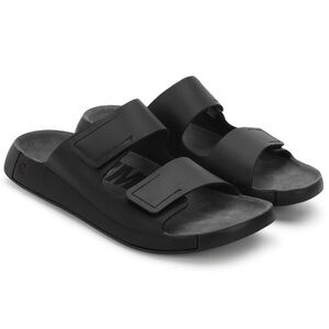 Ecco Cozmo Double Strap Hook & Loop Comfort Slide Sandals Black‎ Men's Size 41